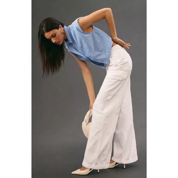 NWT Hudson High-Rise Wide-Leg White Cargo Pants - 32 waist - Picture 4 of 6
